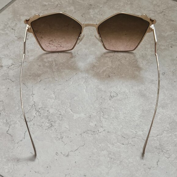 NWOT FENDI GEOMETRIC PENTAGON ITALY METAL PINK CRYSTAL OVERSIZED SUNGLASSES main image 11